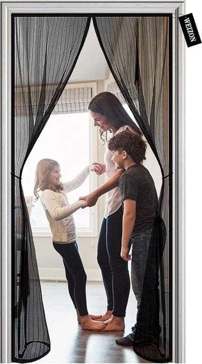 Magnetisch Horrengordijn voor Deur - Automatische Sluiting met Verstevigingsmagneten - Ideaal voor Frisse Lucht en Huisdieren - 105 x 185 cm - Zwart