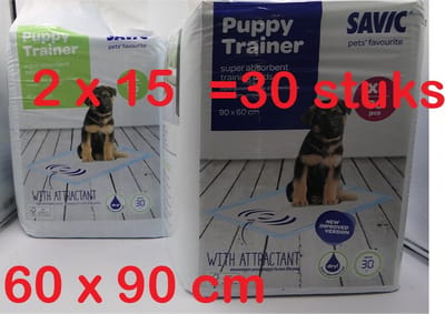 **2 X **Savic ppads met attractant 15 st 60 x 90 cm droog in 30 sec - super absorberende gel. 2 x 15 st = 30 st