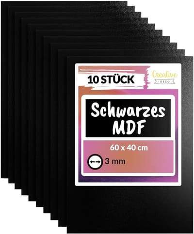 MDF Platen - Houten Platen - Hobby & Ambacht - 10 Stuks Pakket - 60x40x0.3 cm - Zwart