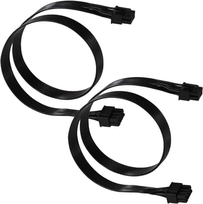 Dailygoods- GPU-voedingskabel 60 cm - 8-polige Kabel - 6+2-polige PCIe Stekker - 2 Stuks - Duurzaam Materiaal - Betrouwbare Voedingsoplossing