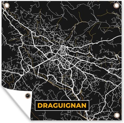 Tuin poster Draguignan - Stadkaart - Plattegrond - Kaart - Frankrijk - 200x200 cm - Stadskaart - Tuindoek