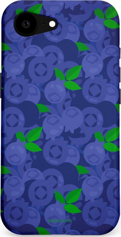 Casetastic hoesje geschikt voor Apple iPhone 16e / Apple iPhone 17e - MagSafe - Dubbellaagse bescherming - Berrytastic Blauwe Blueberry Bessen - Fashion Case - Donkerblauw Groen