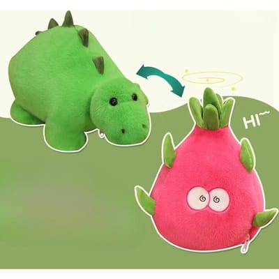 Nieuw Creatief Flip Pluche Speelgoed Drakenvrucht Pop Verandert in Dinosaurus Pop Verjaardagscadeau 23cm green