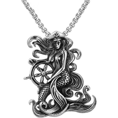 Europese en Amerikaanse Creatieve Sieraden Ketting Accessoires Heren Wachtende Zeemeermin Kapitein Hanger gray