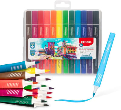 Fonzell Super Brush Markerset - Professionele Brushpennen - 12 Kleuren