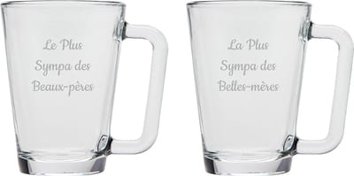 Theeglas gegraveerd - 26cl - Le Plus Sympa des Beaux-pères & La Plus Sympa des Belles-mères
