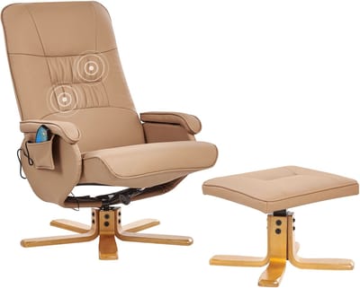 RELAXPRO - Relaxfauteuil met voetenbank - Lichtbruin - Kunstleer