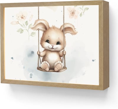 Wandlamp 40x30 cm - Oplaadbaar - Konijn - Baby dier - Kinderen - Wandlampen binnen woonkamer - Slaapkamer lamp - Decoratieve nachtlamp - Vloerlamp draadloos