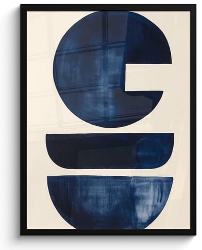 Poster in lijst - Fotolijst 50x70 cm - Posters - Vormen - Blauw - Abstract - Posterlijst zwart - Decoratie - Wanddecoratie woonkamer - Muurdecoratie slaapkamer