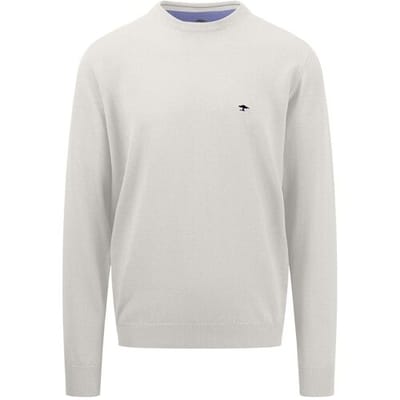 Fynch-Hatton Trui Uni Color O-Neck Superfine Cotton Winter White / male