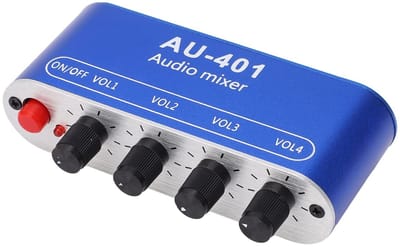 Allecto - Audio Mixer - 4 In 1 Out - Hoofdtelefoonversterker - DC 5-12V - 3,5 Mm Jack - Geschikt voor Diverse Audioapparatuur