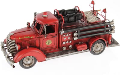 Metalen Brandweerwagen - 27 cm - Handgemaakt