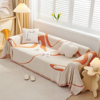 Nordic Minimalistische Bankhanddoek Volledige Dekking Anti Kat Krabben Bankbeschermer Hoes Woonkamer Decoratie Warme Kwastjes Deken 1seater 180x130cm