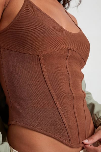 boohoo Dames Bandage Corset Top Met Bandjes | Chocolate | Maat: 10