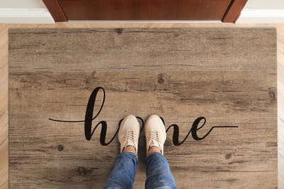 Coloray Deurmat voor binnen - Bruin Wasbare Deurmat - Hout Met Het Woord 'Home' Inloopmat Voordeur - Antislip Onderkant Deurmat - Deurmat Groot - 150x100 cm