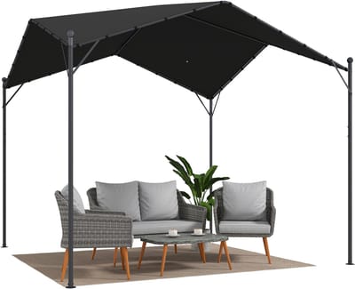 Outsunny Pergola Paviljoen-Metaal, Polyester-300L x 300B x 280H cm-Donkergrijs