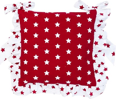 Clayre & Eef Kussenhoes Stoelkussen 40*40 cm Rood Katoen Vierkant Sterren Sierkussen Kussensloop Kussenbeschermer