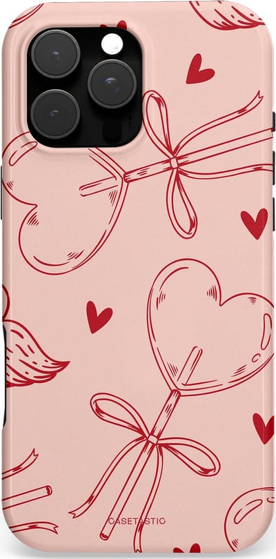 Casetastic hoesje geschikt voor Apple iPhone 16 Pro Max - MagSafe - Dubbellaagse bescherming - Zoete strikjes - Fashion Case - Perzik Zand Koraal