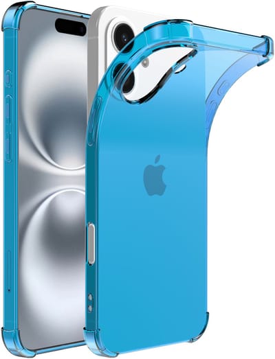 Smartphonica Telefoonhoesje Geschikt voor iPhone 16 Transparant Schokbestendig Siliconen Hoesje met Stootrand - Shockproof Back Cover Case - Blauw geschikt voor iPhone 16