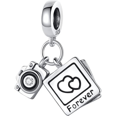 Authentieke Originele Bedel Kralen Componenten Koperen Metaal Reis Foto Camera Hanger Kralen Component Kralen Componenten Compatibel Met Armband Hoog gray