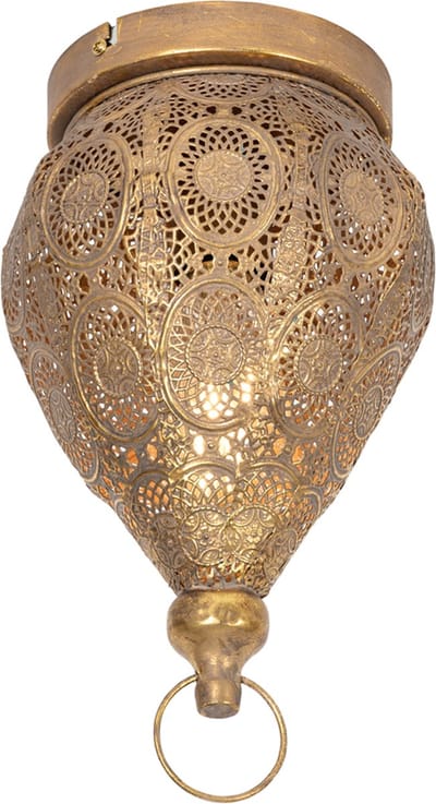 QAZQA mowgli - Oosterse Plafondlamp - 1 lichts - Ø 19 cm - Goud - Woonkamer | Slaapkamer | Keuken