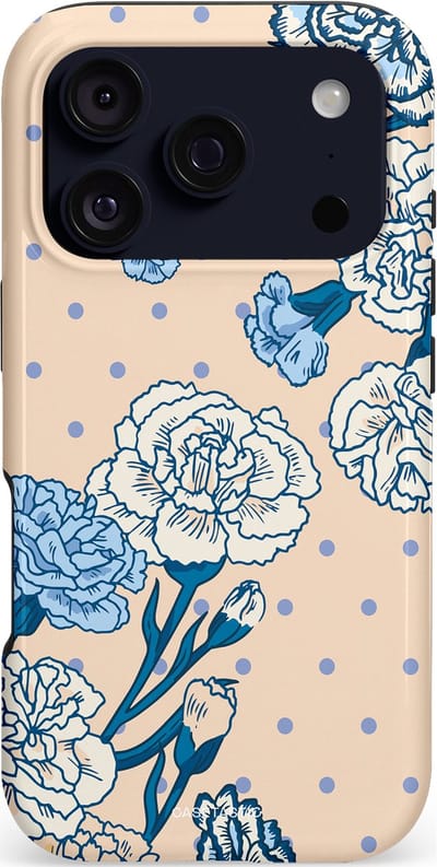 Casetastic hoesje geschikt voor Apple iPhone 17 Pro - MagSafe - Dubbellaagse bescherming - Anjer elegantie - Fashion Case - Zand Lichtblauw