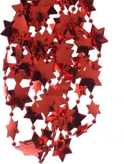 Kerstslingers - rood - sterren - 270 cm - guirlande kralenslingers/kerstdecoratie