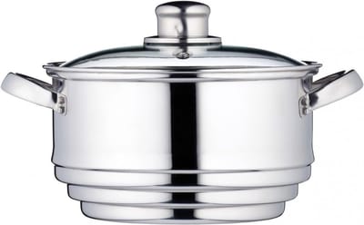 SAVI® Stoompot - Snelkookpan - Stoompan - Zilver- ‎20cm x 20cm x 12cm