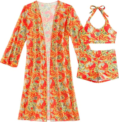 Livano Bikini Set Dames - Strandjurk - Volwassenen - Strandtuniek - Blouse - Rood - Maat S
