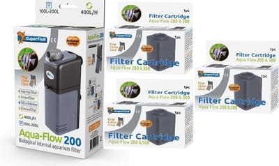 SuperFish - AquaFlow - Dual Action 200 - Aquariumfilter + navulling 3 stuks