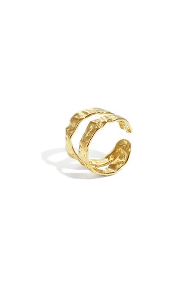 Bijoutheek Ring (Sieraad) Dubbel Getextureerd Goudkleurig