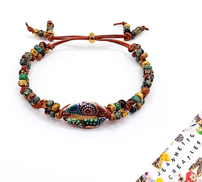 Jeannette-Creatief® - Beach - Kauri Schelp Leer Miyuki Rocailles Armband - Armband - Dames Armband - Schelparmband - Bewerkte Kaurischelp - Schelpenarmband - Miyuki Armband