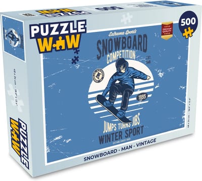 Puzzel Snowboard - Man - Vintage - Legpuzzel - Puzzel 500 stukjes