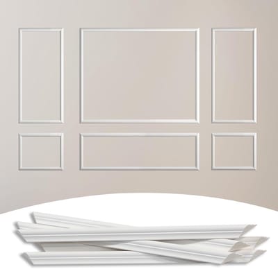 Muurlijsten Set - Wandpanelen Lambrisering - Muren Versieren - Voorgesneden Panelen - 6-Frame - Overschilderbaar Wit