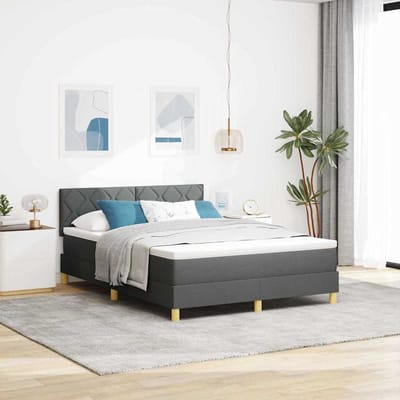 vidaXL - Boxspring - bed - met - matras - Donkergrijs - 140 - x - 190 - cm - Stof