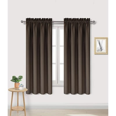 90% Verduisterend Gordijn Voor Woonkamer Voor Slaapkamer Verduisterend Gordijn 1Pcs 100x130cm&Rod Pocket koffie