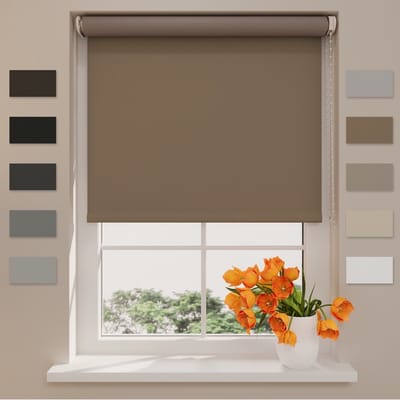 DTCH® Rolgordijn Verduisterend - Easy Match - Bruin - 60 x 190 cm - Rolgordijn zonder boren - Maten van 40 t/m 240 cm breed