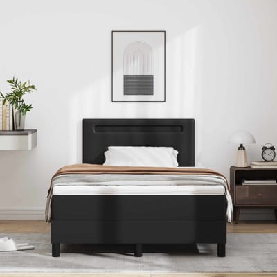 vidaXL - Boxspring - bed - met - hoofdeinde - Zwart - 120 - x - 200 - cm - Kunstleer