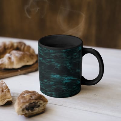 Magische Mok - Foto op Warmte Mokken - Koffiemok - Vloeiend - Olie - Verf - Texturen - Donker - Magic Mok - Beker - 350 ML - Theemok