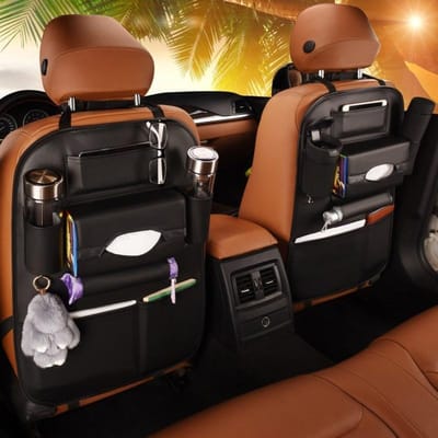 Luxe Kunstleer 1 stuks Autostoelrugleuning Organizer Meerdere Vakken voor Auto Interieuraccessoires, Opbergtas voor Essentiële Spullen, en Stijlvolle Organisatie zwart
