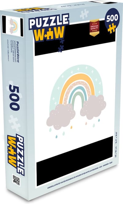 Puzzel Regenboog - Wolken - Regen - Kinderen - Pastel - Legpuzzel - Puzzel 500 stukjes