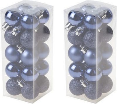 Cosy & Trendy mini kerstballen - 40x st - donkerblauw - 3 cm - kunststof