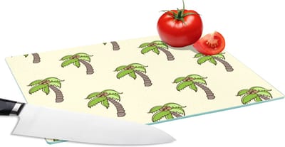 Glazen Snijplank - 28x20 - Palmboom - Patronen - Kokosnoot - Tropisch - Snijplanken Glas