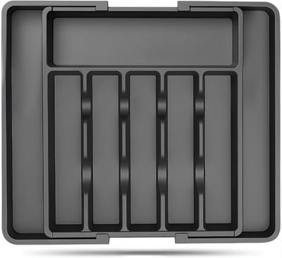 SNJY® Bestekbak - Besteklade - Ladeverdeler - Uitschuifbaar - 38D x 33B x 5H cm - Zwart