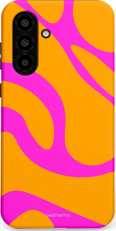 Casetastic Hoesje Geschikt voor Samsung A56 / A36 - Stijlvolle Beschermende Duo-layer Case - Zonnige Zebra Roze-Oranje