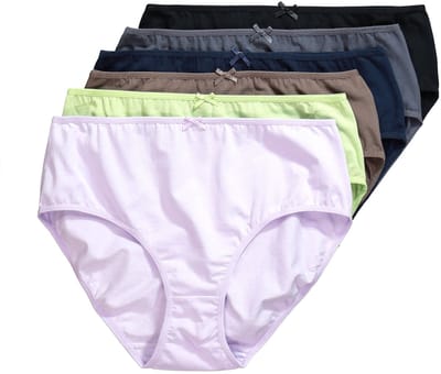 Ulla Popken - Dames - Midislips set van 6 kleurenmix - Appelgroen - Maat 46+