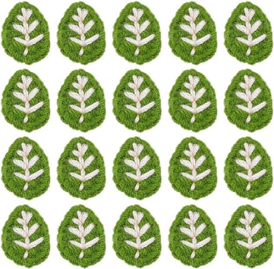 20 Stuks Kleine Gehaakte Bladeren - Groene Bladversieringen voor DIY Crafts, Scrapbooking en Kaarten Maken 2x3CM