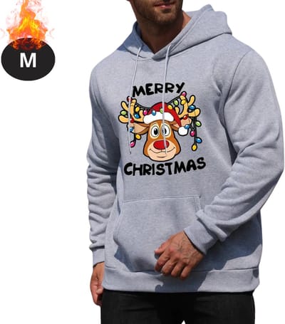 Bovista Kersttrui - Heren - Foute Kersttrui - Christmas Sweater - Cartoonprint - Kerst Sweater - Christmas Jumper - Hoodie - Lichtgrijs - M