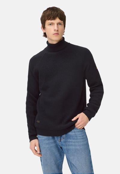 camel active Gebreide trui met opstaande kraag - Maat menswear-L - Marineblauw