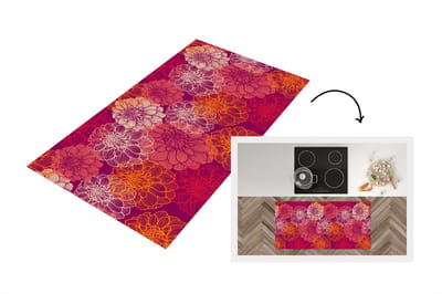 Keukenloper - Loper keuken - Bloemen - Regenboog - Dahlia - Patronen - 120x60 cm - Keukenloper vinyl
